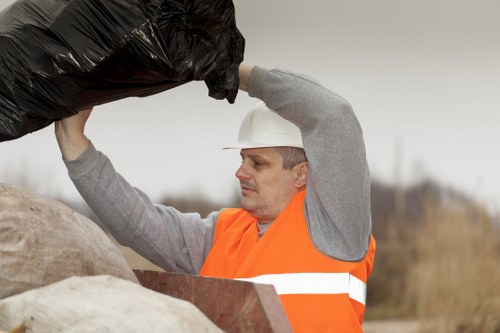 Different types of construction waste sorted for recycling